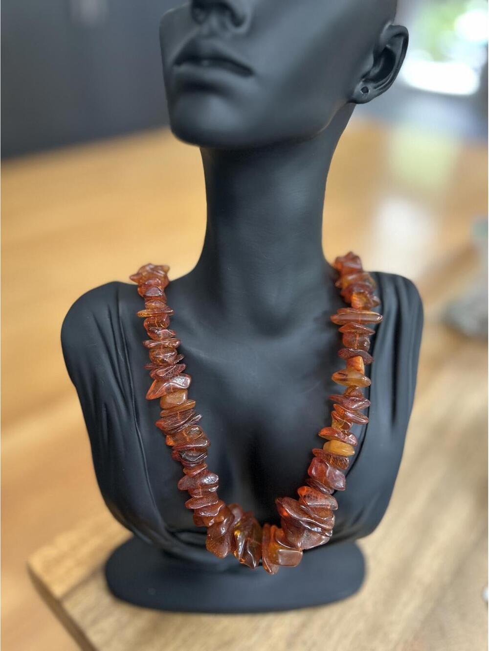 Natural Unpolished Amber Chip Bead Necklace